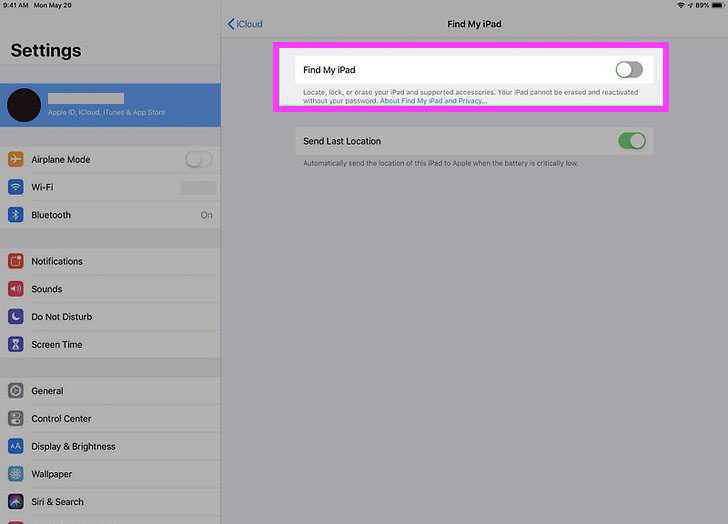 disable find my iphone