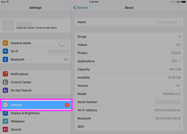 go to settings then general